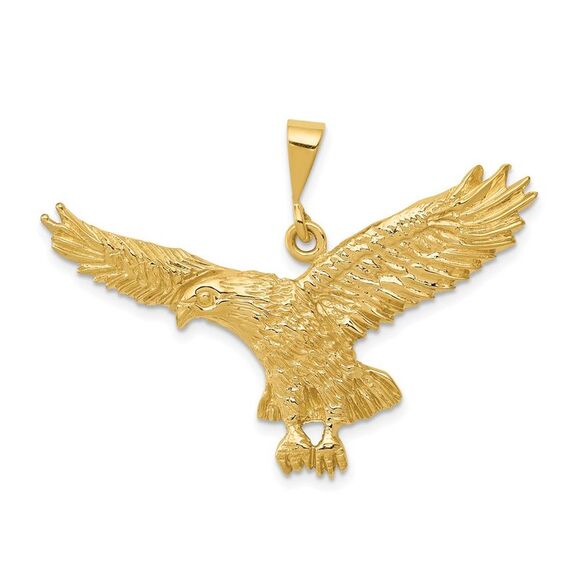 14k Yellow Gold Solid Polished Eagle Pendant
